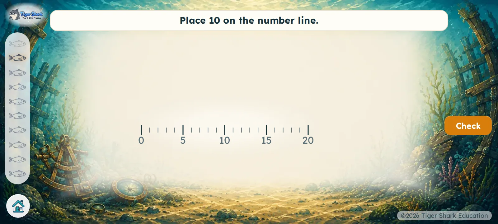 A maths question: place 10 on a number line